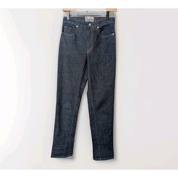 Everlane Denim - Everlane High Rise Straight Jeans Womens 26R Blue Denim Stretch Preppy Casual